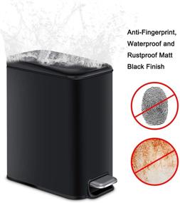 img 1 attached to H+LUX Slim Small Bathroom Trash Can: Soft Close Lid, Removable Inner Wastebasket, Rectangular Foot Pedal Trash Bin - Perfect for Bathroom, Bedroom, Office - 5L/1.3Gal, Black