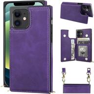 📱 bocasal iphone 12 mini crossbody wallet case - credit card holder, pu leather, kickstand, shockproof, detachable strap, magnetic closure - 5.4 inch (purple) logo