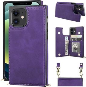 img 4 attached to 📱 Bocasal iPhone 12 Mini Crossbody Wallet Case - Credit Card Holder, PU Leather, Kickstand, Shockproof, Detachable Strap, Magnetic Closure - 5.4 inch (Purple)