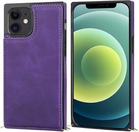 img 2 attached to 📱 Bocasal iPhone 12 Mini Crossbody Wallet Case - Credit Card Holder, PU Leather, Kickstand, Shockproof, Detachable Strap, Magnetic Closure - 5.4 inch (Purple)