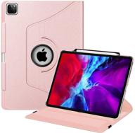 📱 fintie rotating case for ipad pro 12.9 4th gen 2020 & 3rd gen 2018 - 360 degree rotating smart stand cover with pencil holder, auto sleep/wake, rose gold logo