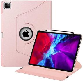 img 4 attached to 📱 Fintie Rotating Case for iPad Pro 12.9 4th Gen 2020 & 3rd Gen 2018 - 360 Degree Rotating Smart Stand Cover with Pencil Holder, Auto Sleep/Wake, Rose Gold