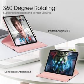 img 1 attached to 📱 Fintie Rotating Case for iPad Pro 12.9 4th Gen 2020 & 3rd Gen 2018 - 360 Degree Rotating Smart Stand Cover with Pencil Holder, Auto Sleep/Wake, Rose Gold