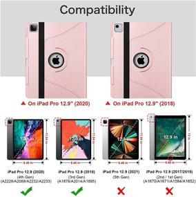 img 3 attached to 📱 Fintie Rotating Case for iPad Pro 12.9 4th Gen 2020 & 3rd Gen 2018 - 360 Degree Rotating Smart Stand Cover with Pencil Holder, Auto Sleep/Wake, Rose Gold