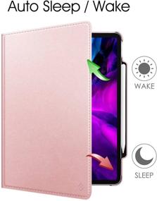 img 2 attached to 📱 Fintie Rotating Case for iPad Pro 12.9 4th Gen 2020 & 3rd Gen 2018 - 360 Degree Rotating Smart Stand Cover with Pencil Holder, Auto Sleep/Wake, Rose Gold