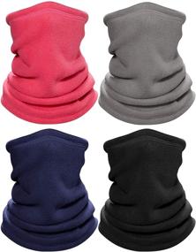 img 4 attached to ❄️ Winter Neck Gaiter for Kids: Keep Them Warm with 4 Pieces of Fleece Dust Face Masks & Scarf Neck Covers