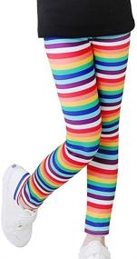 img 3 attached to Stretch Leggings Rainbow Striped Patterns