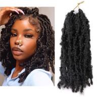 🦋 12-дюймовые косички vinieesha butterfly locs crochet hair - 6 пачек коротких состаренных чёрных кос для женщин - предварительно закрученные неряшливые и состаренные локоны из искусственных волос soft locs (1b#) логотип