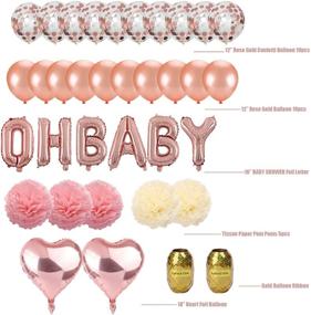 img 1 attached to 🌹 Набор украшений для бэби-шауэра Rose Gold - Kwayi, с флажком OH Baby, розовыми воздушными шариками и бумажными пушинками. Всего 35 штук для украшения вечеринки бэби-шауэра.
