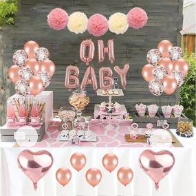 img 4 attached to 🌹 Rose Gold Baby Shower Decoration Set - Kwayi, with OH Baby Banner, Rose Gold Balloons, and Tissue Paper Pom Poms. Total of 35PCS for Baby Shower Party Decorations