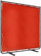 viz-pro 6x6 red welding curtain with frame - premium vinyl welding screen for safety and protection logo