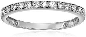 img 4 attached to 💍 Exquisite Vir Jewels 1/4 cttw Diamond Wedding Band: Milgrain, 14K White Gold Prong Set Brilliance!