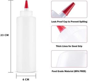 img 3 attached to 🍶 Bottlify Red-Cap Squeeze Bottles - Pack of 2 Wide Mouth, 16 Ounce Leak-Proof Refillable Condiment Containers for Kitchen Use