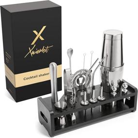 img 4 attached to Premium 23-Piece Cocktail Shaker Set by Xavier Kit - Bartender Kit with Bamboo Stand and Boston Shaker - High-Quality Stainless Steel Professional Bar Set for Home and Bars
