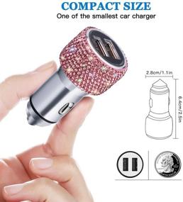 img 3 attached to 💎 SAVORI Quick Charge Car Charger - Dual USB Car Adapter with Bling Rhinestones Crystal Fast Charging Car Decors - Compatible for iPhone Xs Max XR X Plus, iPad Pro/Air 2/Mini, Samsung Galaxy (Pink)