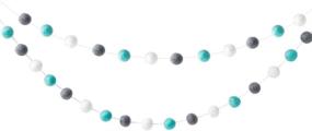 img 4 attached to 🎉 WINOMO 30 Felt Ball Pom Poms Garlands Strings for Bedroom Birthday Party Wall Hanging Decor 2M - White Grey Green