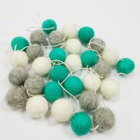 img 3 attached to 🎉 WINOMO 30 Felt Ball Pom Poms Garlands Strings for Bedroom Birthday Party Wall Hanging Decor 2M - White Grey Green