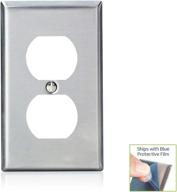 🔌 leviton 84003-40 stainless steel wallplate: 1-gang duplex device receptacle, standard size, device mount логотип