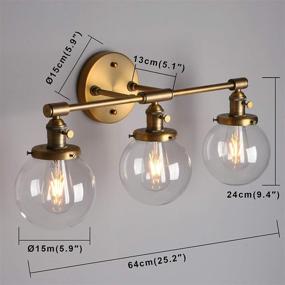 img 2 attached to 💡 Phansthy 3-Light Wall Fixture Bathroom Vanity Lighting with 5.6" Clear Glass Globe Lamp Shade, Antique Design