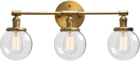 img 4 attached to 💡 Phansthy 3-Light Wall Fixture Bathroom Vanity Lighting with 5.6" Clear Glass Globe Lamp Shade, Antique Design