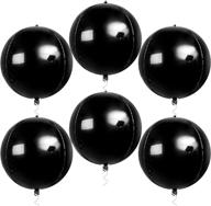 premium pack of 6 big 22-inch black foil balloons - lustrous 360-degree 4d metallic balloons for a stylish black birthday party theme and new year celebrations logo