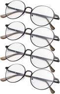 👓 stylish 4-pack round reading glasses for women - retro readers set logo