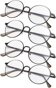 img 3 attached to 👓 Stylish 4-Pack Round Reading Glasses for Women - Retro Readers Set