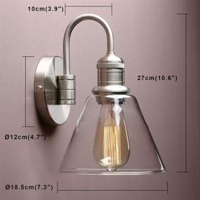 img 3 attached to 🛋️ Yosoan Vintage Industrial Wall Sconce Light Fixture with Flared Clear Glass Funnel Shade and Gooseneck Curved Rod - Ideal for Bathroom, Porch, Kitchen, Living Room, Hotel, Bar, Foyer (Brushed)