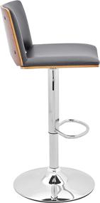 img 1 attached to 🪑 Stylish Armen Living Thierry Adjustable Swivel Gray Faux Leather Bar Stool with Walnut Back and Chrome Finish