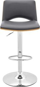 img 2 attached to 🪑 Stylish Armen Living Thierry Adjustable Swivel Gray Faux Leather Bar Stool with Walnut Back and Chrome Finish