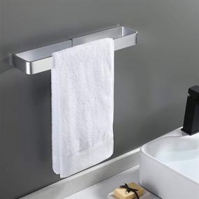 img 3 attached to 🛀 KES Self Adhesive Towel Bar for Bathroom - 15.7-Inch Stick on Towel Rack, No Drill Wall Mounted - Aluminum Silver BTH402S40