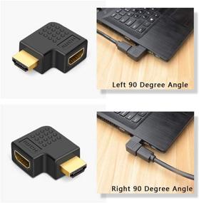 img 1 attached to 🔌 7 пакетов HDMI углового адаптера, комбо, 3 шт. вертикальный плоский угол влево и вправо на 90 градусов с 4 шт. 270 и 90 градусов HDMI адаптер мужского на женский, покрытие золотом, поддержка 3D, набор телевизионных соединителей.