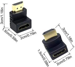 img 2 attached to 🔌 7 пакетов HDMI углового адаптера, комбо, 3 шт. вертикальный плоский угол влево и вправо на 90 градусов с 4 шт. 270 и 90 градусов HDMI адаптер мужского на женский, покрытие золотом, поддержка 3D, набор телевизионных соединителей.