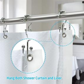 img 2 attached to 🚿 TENOVEL Stainless Steel Double Slide Shower Hooks: Rust-Resistant Shower Curtain Rings Set of 12