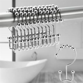 img 4 attached to 🚿 TENOVEL Stainless Steel Double Slide Shower Hooks: Rust-Resistant Shower Curtain Rings Set of 12