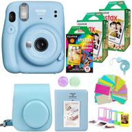 📸 fujifilm instax mini 11 camera bundle: 2x twin pack film, rainbow film, case, album, stickers & more (blue) logo