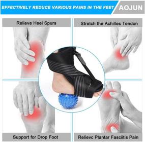 img 2 attached to Aojun 8-Piece Night Splint for Plantar Fasciitis Support - 🦶 Ankle Brace and Foot Compression for Plantar Fasciitis Pain Relief in Black