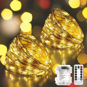 img 4 attached to YOZATIA 2 Pack 33ft 100 LED Fairy Lights, Battery Operated String Lights, Waterproof Twinkle String Lights, Copper Wire Firefly Lights with Remote Control Timer, Warm White - Enhanced SEO