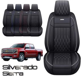 img 4 attached to Aierxuan Customized For Chevrolet Chevy Silverado GMC Sierra Car Seat Covers Front Pair With Waterproof Faux Leather 2007-20211500/2500/3500HD Crew Interior Accessories