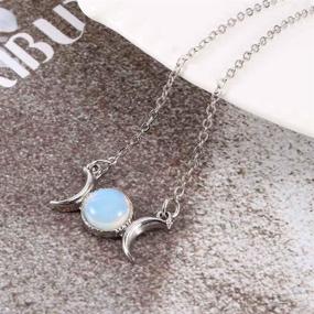 img 1 attached to Captivating RUIZHEN Silver Triple Moon Goddess Symbol Opal Pendant Necklace with Natural Stone