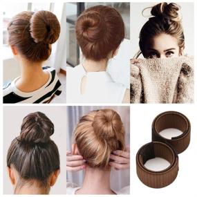 img 1 attached to 🎀 Набор Magic Bun Maker от YuCool - 3 упаковки Минибулок и Доната для создания тонкой прически балетного пучка с использованием 4 упаковок пены для создания будок (2 маленькие, 2 большие) - аксессуары для темных волос.