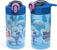 🍼 zak designs kids durable plastic spout cover and built-in carrying loop, leak-proof travel water bottles (16oz, 2pc set), blue's clues 2-pack logo