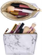 makeup purse travel marble cosmetic logo
