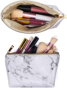 img 4 attached to Makeup Purse Travel Marble Cosmetic