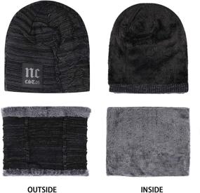 img 1 attached to Winter Beanie Hat Scarf Set: Cozy Knit with Fleece Lining for Men and Women