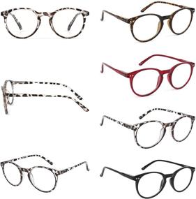 img 3 attached to 👓 CARA Reading Glasses 4 Pack: Round Frame Spring Hinge Computer Reader Set for Men and Women (Includes 1 Anti-Blue Reading Glasses + 3 Readers)