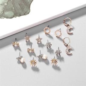 img 3 attached to 💎 Aganippe 12/30 Pairs Assorted Stainless Steel Stud Earrings Set - Mini Hoop Earrings, Animal, Pearl, Crystal & Geometric Studs - Cat, Heart-shaped, Gifts - Cute Earrings for Teens, Girls & Women