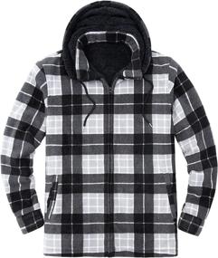 img 4 attached to 👕 ZENTHACE Men's Sherpa-Lined Flannel Plaid Shirt Jacket with Detachable Hood