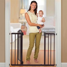 img 1 attached to 🚪 Metal Baby Gate with Bronze Finish, Arched Doorway Design – 30” Tall, Fits 28” to 42” Wide Openings, Ideal for Doorways and Stairways, Home Decorative Walk-Thru Baby and Pet Gate