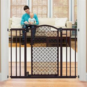 img 3 attached to 🚪 Metal Baby Gate with Bronze Finish, Arched Doorway Design – 30” Tall, Fits 28” to 42” Wide Openings, Ideal for Doorways and Stairways, Home Decorative Walk-Thru Baby and Pet Gate